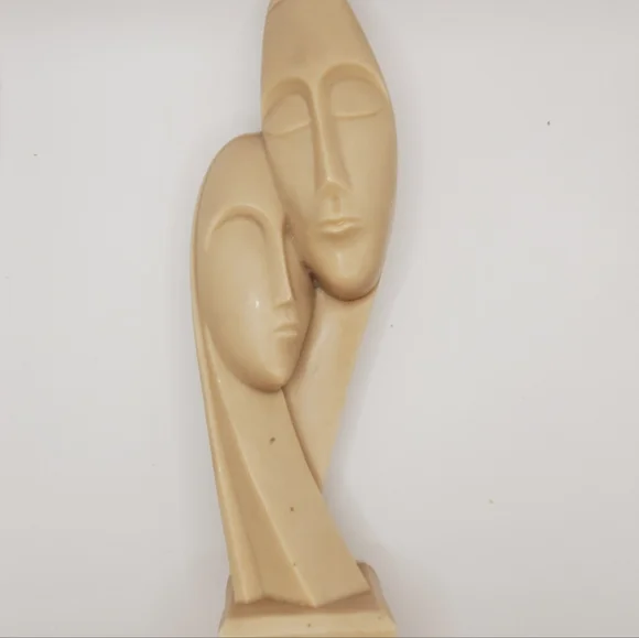 Devotion Cycladic Idol Love Between Couple Statue Marble Handmade Sculpture